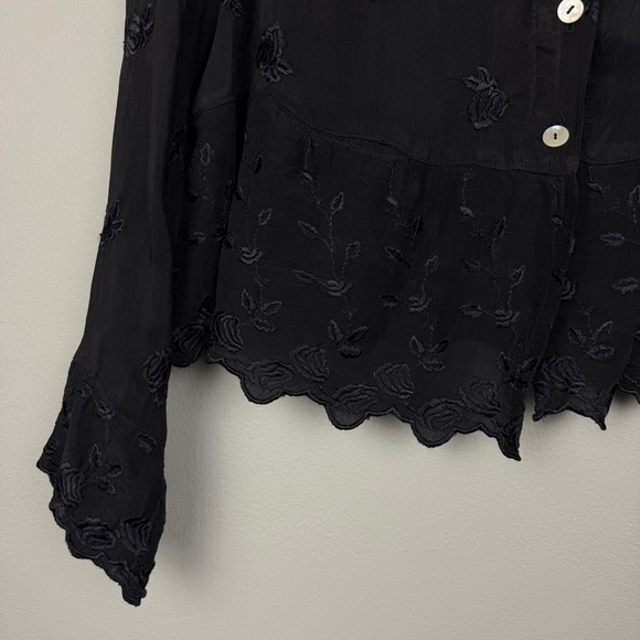 Johnny Was Vintage Black Rose Button Shirt - Picture 3 of 4